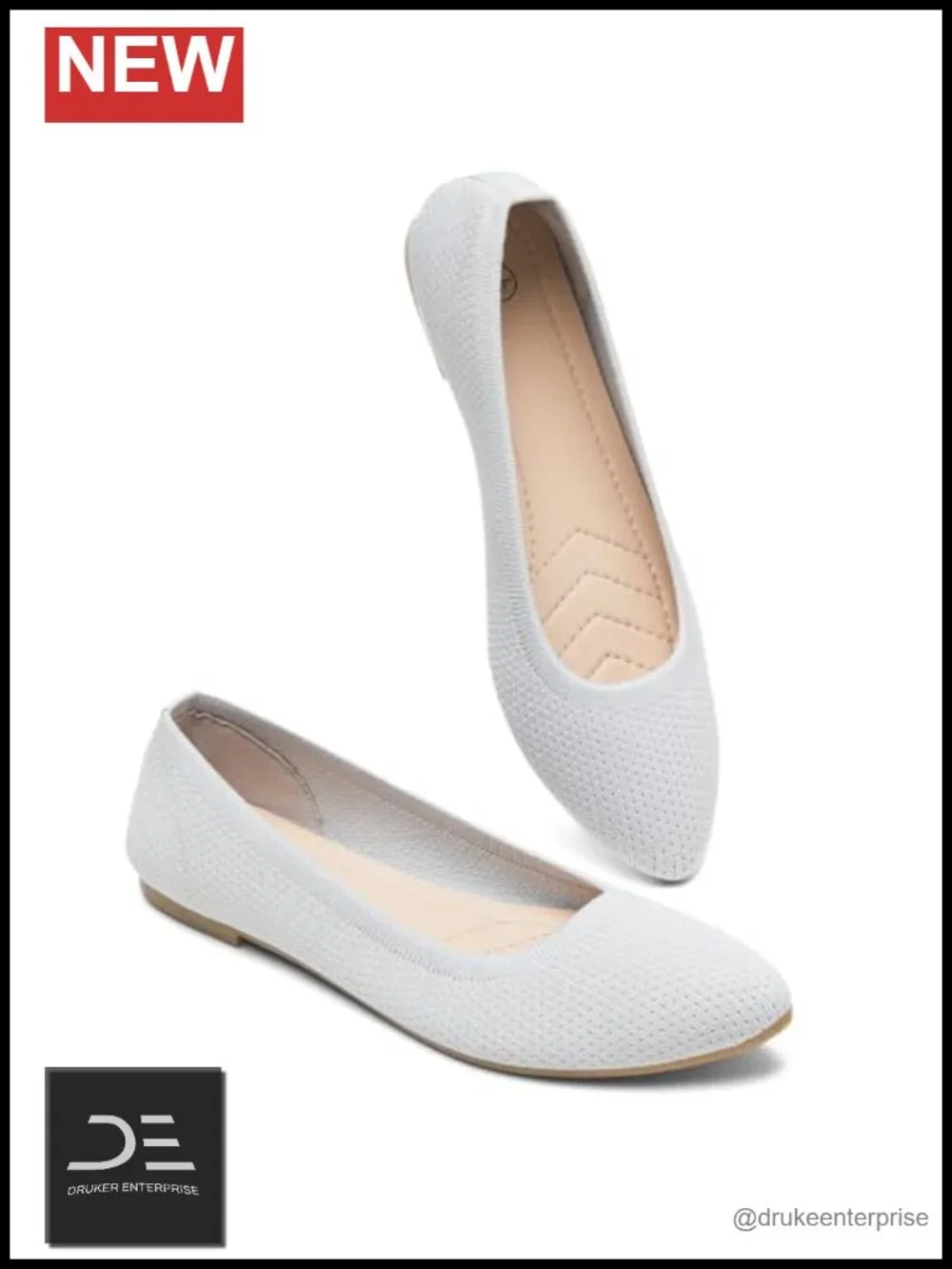 Women's Pointed Toe Mesh Ballet Flats with Memory Foam Insole